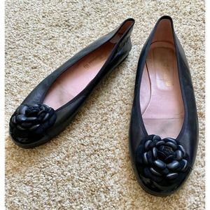 Pretty Ballerinas women 38 black flats flower